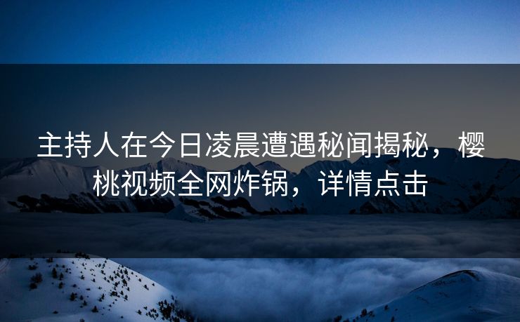 主持人在今日凌晨遭遇秘闻揭秘，樱桃视频全网炸锅，详情点击