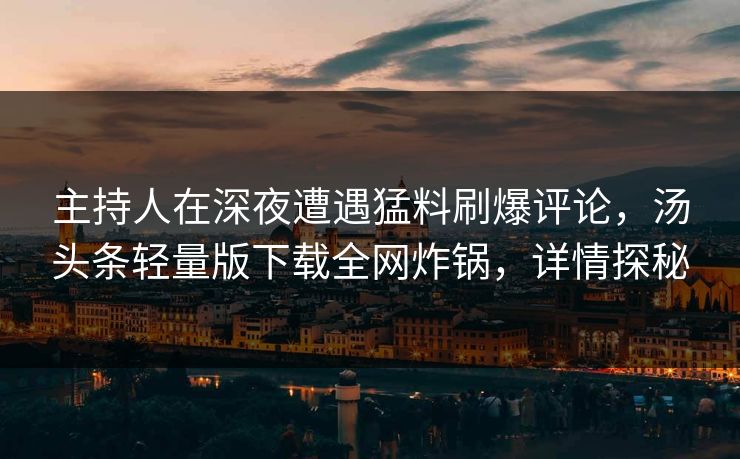 主持人在深夜遭遇猛料刷爆评论，汤头条轻量版下载全网炸锅，详情探秘